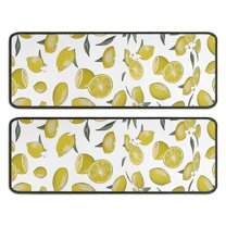 Kitchen Rugs Sets Of 2,Yellow Lemon Fruit Slices White Pattern Anti Fatigue Kitchen Mat Rugs Non Slip Washable,Decorative Kitchen Floor Mats for Kitchen,Sink,Laundry,17"x47" 17"x47"