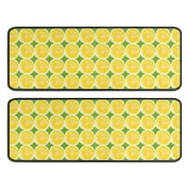 Kitchen Rugs Sets Of 2,Yellow Lemon Slices Green Pattern Anti Fatigue Kitchen Mat Rugs Non Slip Washable,Decorative Kitchen Floor Mats for Kitchen,Sink,Laundry,17"x47" 17"x47"