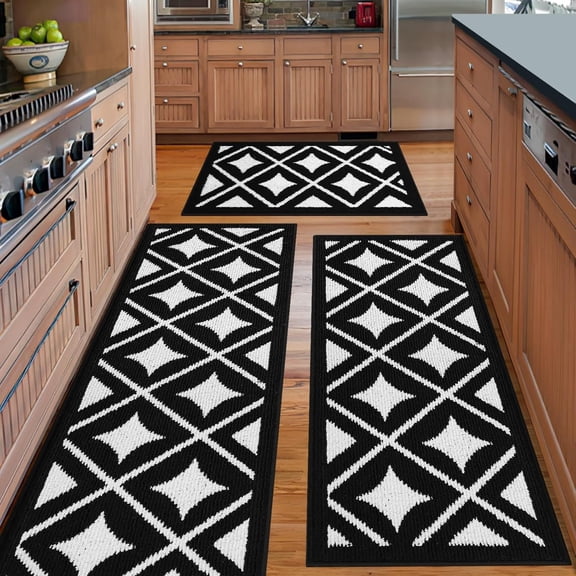 Kitchen Rugs Sets of 3,Non Slip Kitchen Rug Sets 3 Piece,Washable Kitchen Mats for Floor,Farmhouse Soft Kitchen Rug Set,Thick Kitchen Floor Mat Carpet Runner Rugs for Hallway Laundry Room