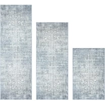 Kitchen Rugs Sets of 3 Non Slip Washable Kitchen Mats for Floor 3 Piece Set Boho Kitchen Rug Sets Gray Runner Carpets Absorbent for Laundry Room Hallway Sink