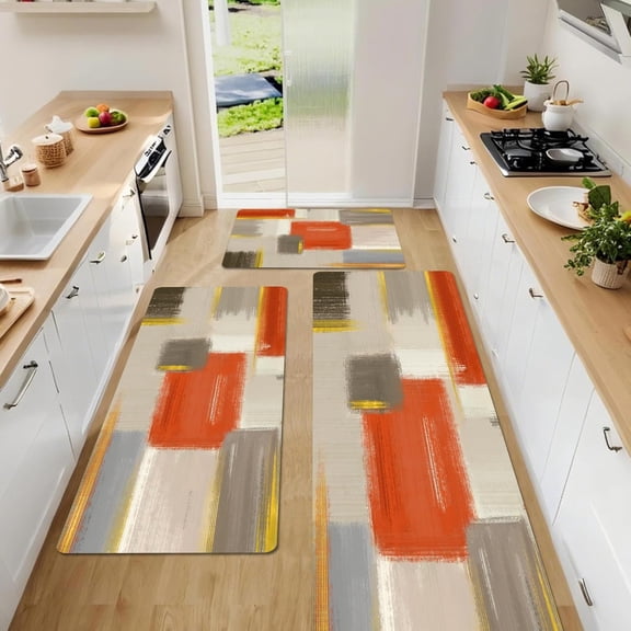 Kitchen Rugs Sets of 3, Non Slip Washable Kitchen Mats for Floor, Anti-Fatigue Runner Rug with Rubber Backing, Waterproof Kitchen Rug Set for Laundry, Floor, Office, Hallway