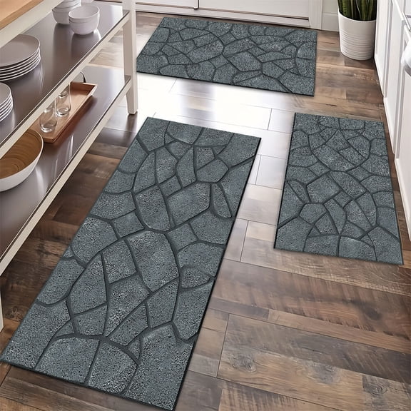 Kitchen Rugs Sets of 3 Non Slip Washable Kitchen Mats for Floor, Waterproof Kitchen Runner Rug, Floor Mat Carpet for Entryway, Laundry, Sink, Hallway, Bathroom