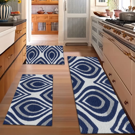 Kitchen Rugs Sets of 3 Non Slip Washable Kitchen Mats for Floor, Waterproof Kitchen Runner Rug, Floor Mat Carpet for Entryway, Laundry, Sink, Hallway, Bathroom