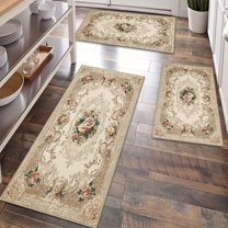Kitchen Rugs Sets of 3 Non Slip Washable Kitchen Mats for Floor, Waterproof Kitchen Runner Rug, Floor Mat Carpet for Entryway, Laundry, Sink, Hallway, Bathroom