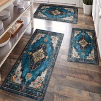 Kitchen Rugs Sets of 3 Non Slip Washable Kitchen Mats for Floor, Waterproof Kitchen Runner Rug, Floor Mat Carpet for Entryway, Laundry, Sink, Hallway, Bathroom