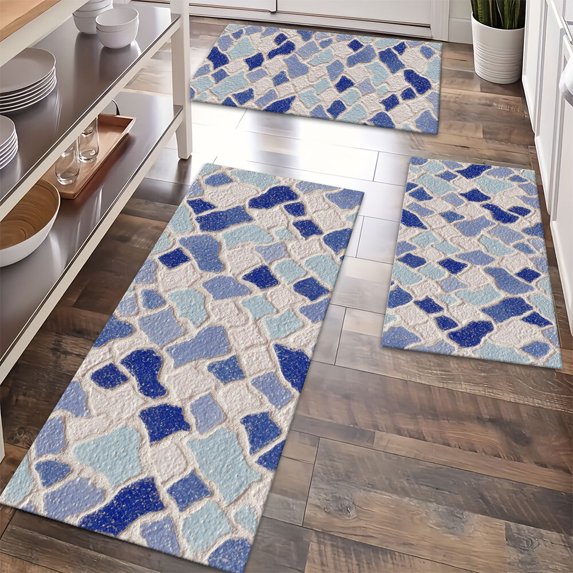 Kitchen Rugs Sets of 3 Non Slip Washable Kitchen Mats for Floor, Waterproof Kitchen Runner Rug, Floor Mat Carpet for Entryway, Laundry, Sink, Hallway, Bathroom