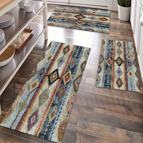 Kitchen Rugs Sets of 3 Non Slip Washable Kitchen Mats for Floor, Waterproof Kitchen Runner Rug, Floor Mat Carpet for Entryway, Laundry, Sink, Hallway, Bathroom