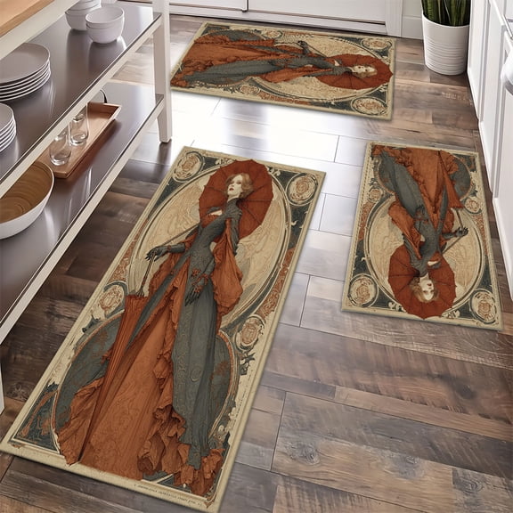 Kitchen Rugs Sets of 3 Non Slip Washable Kitchen Mats for Floor, Waterproof Kitchen Runner Rug, Floor Mat Carpet for Entryway, Laundry, Sink, Hallway, Bathroom