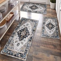 Kitchen Rugs Sets of 3 Non Slip Washable Kitchen Mats for Floor, Waterproof Kitchen Runner Rug, Floor Mat Carpet for Entryway, Laundry, Sink, Hallway, Bathroom