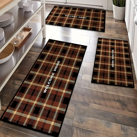 Kitchen Rugs Sets 3 Piece with Runner Floral Kitchen Floor Mat Carpet Farmhouse Rugs and Mats Non Skid Washable Runner Rug for Kitchen Office Sink Laundry
