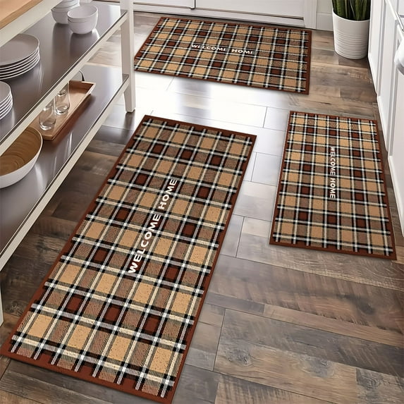 Kitchen Rugs Sets 3 Piece with Runner Floral Kitchen Floor Mat Carpet Farmhouse Rugs and Mats Non Skid Washable Runner Rug for Kitchen Office Sink Laundry