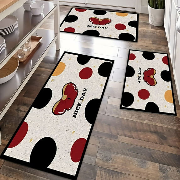 Kitchen Rugs Sets 3 Piece with Runner Floral Kitchen Floor Mat Carpet Farmhouse Rugs and Mats Non Skid Washable Runner Rug for Kitchen Office Sink Laundry