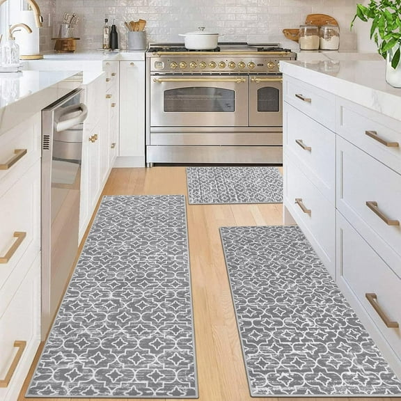 Kitchen Rugs Sets 3 Piece with Runner Soft Boho Kitchen Floor Mat Farmhouse Laundry Room Rugs and Mats Set Non Skid Washable for Kitchen Floor Office Sink Hallway