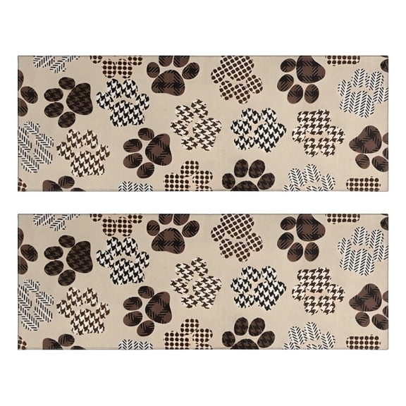 Kitchen Rugs Sets Of 2,Paw Print Anti Fatigue Kitchen Mat Rugs Non Slip Washable,Decorative Kitchen Floor Mats for Kitchen,Sink,Laundry,17"X47"