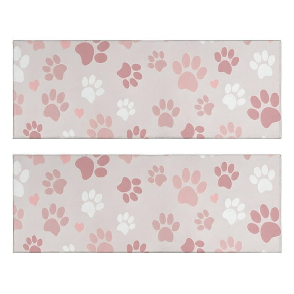 Kitchen Rugs Sets Of 2,Pink Dog Paw Anti Fatigue Kitchen Mat Rugs Non Slip Washable,Decorative Kitchen Floor Mats for Kitchen,Sink,Laundry,17"X47"