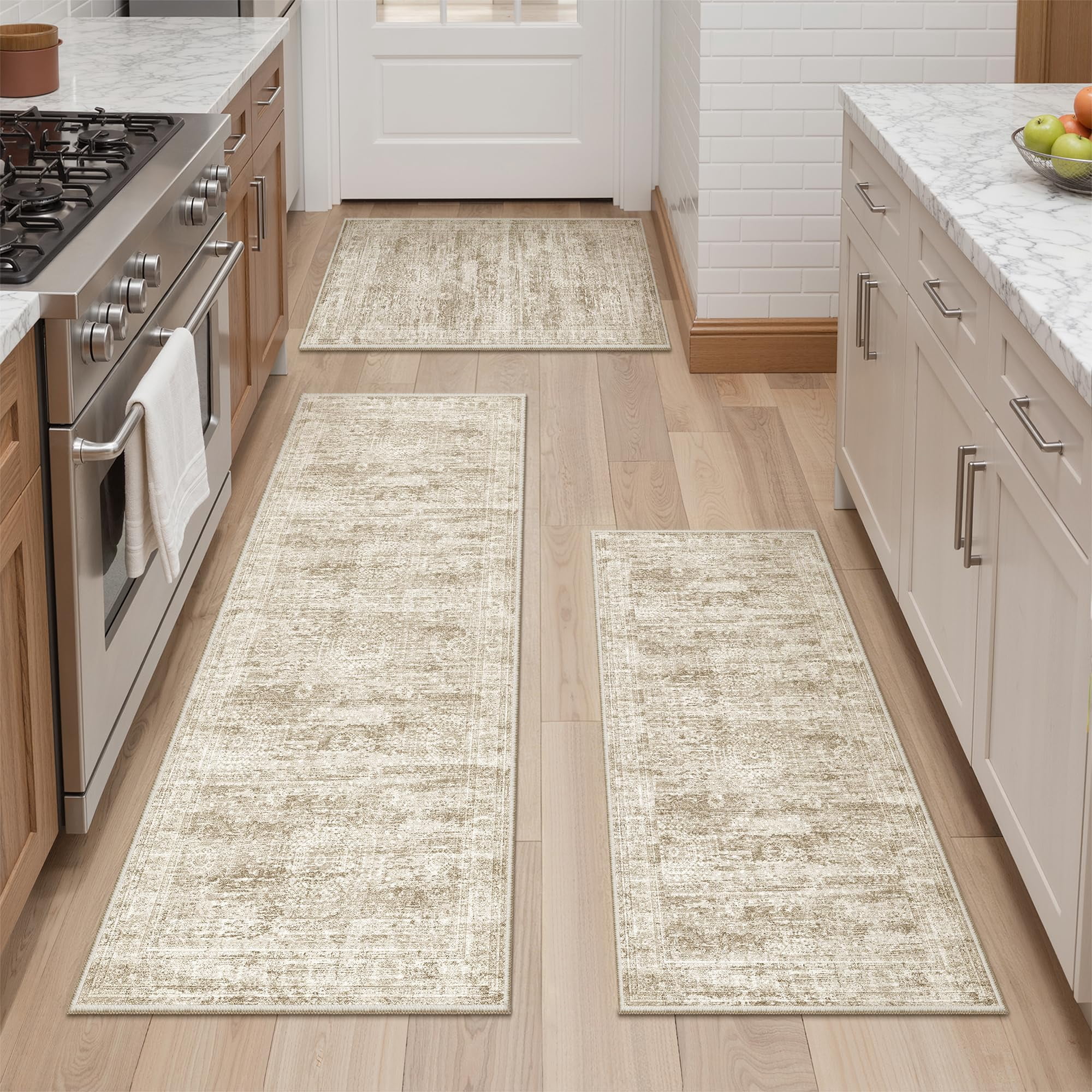 Kitchen Rugs Options Kitchen Rugs Sets Of 3 2x3 2x4 2x5 Rug Runner Brown - Walmart.com