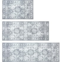 Kitchen Rugs Sets of 3 Grey Kitchen Mats 3 Piece SetKitchen Runner Rugs Non Skid Washable Boho Kitchen Rug Set Carpets for Laundry Room Front Door