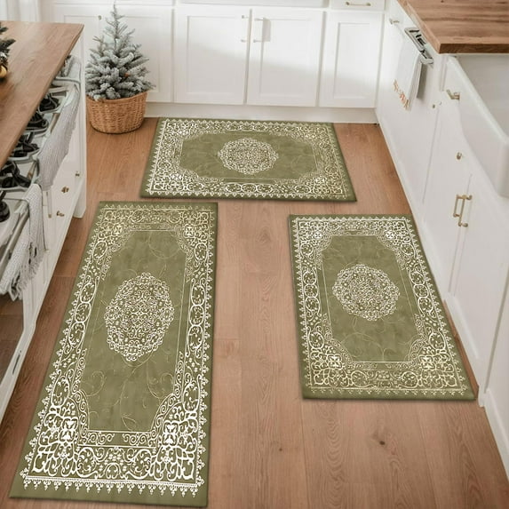 Kitchen Rugs Sets of 3 Non Slip Washable Kitchen Mats for Floor, Kitchen Runner Rug, Floor Mat Carpet for Entryway, Laundry, Sink