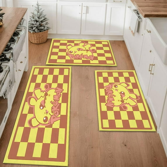 Kitchen Rugs Sets of 3 Non Slip Washable Kitchen Mats for Floor, Kitchen Runner Rug, Floor Mat Carpet for Entryway, Laundry, Sink