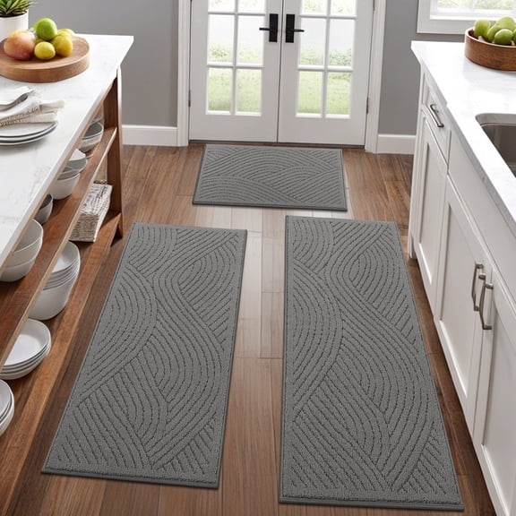 MeyJey Kitchen Rugs and Mats Set of 3, Non Skid Washable Kitchen Mats for Floor, Absorbent and Stain Resistant Floor Mat for Laundry