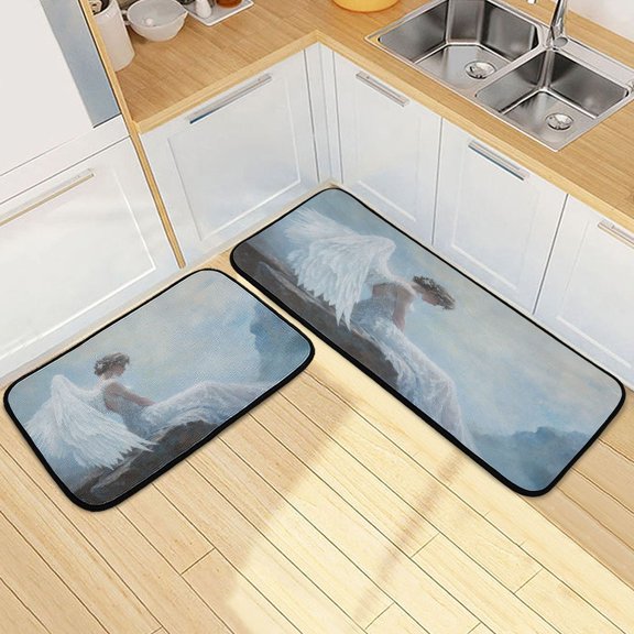 Kitchen Rugs and Mats2 PCSNon Skid Angel Painting Creative Kitchen Mat