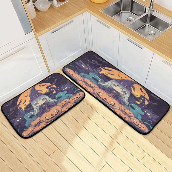 Kitchen Rugs and Mats2 PCSNon Skid Anime Witch Creative Kitchen Mat