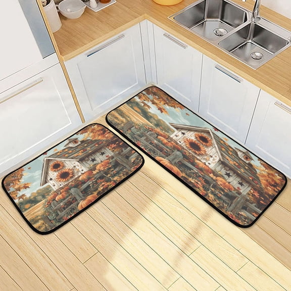 Kitchen Rugs and Mats【2 PCS】Non Skid Birdhouse Painting Creative Kitchen Mat