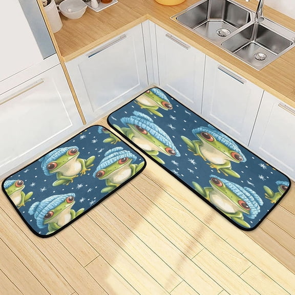 Kitchen Rugs and Mats2 PCSNon Skid Cap Frog Creative Kitchen Mat