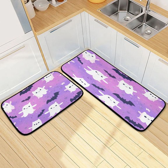 Kitchen Rugs and Mats2 PCSNon Skid Cartoon Bat Pattern Creative Kitchen Mat