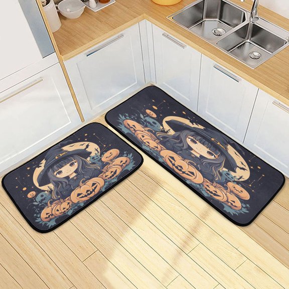 Kitchen Rugs and Mats2 PCSNon Skid Cartoon Witch Creative Kitchen Mat