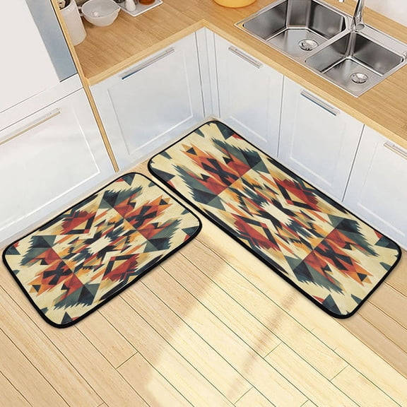Kitchen Rugs and Mats【2 PCS】Non Skid Colorfull Texture Creative Kitchen Mat