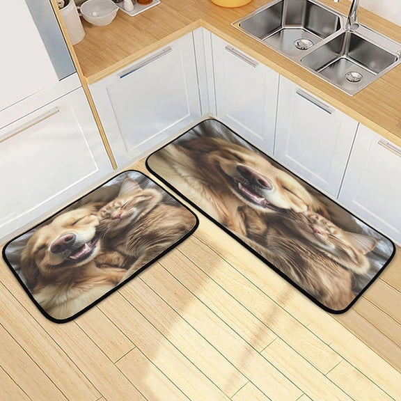 Kitchen Rugs and Mats2 PCSNon Skid Cut Cat and Dog Creative Kitchen Mat