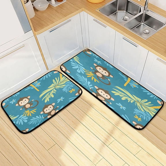 Kitchen Rugs and Mats2 PCSNon Skid Cut Monkey Creative Kitchen Mat