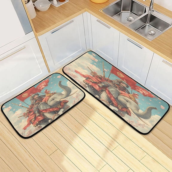 Kitchen Rugs and Mats2 PCSNon Skid Cute Anime Knight Creative Kitchen Mat