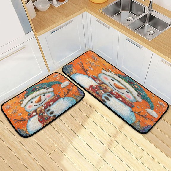 Kitchen Rugs and Mats2 PCSNon Skid Cute Cartoon Printing Creative Kitchen Mat