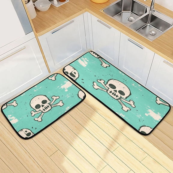 Kitchen Rugs and Mats2 PCSNon Skid Cute Cool Pattern Creative Kitchen Mat