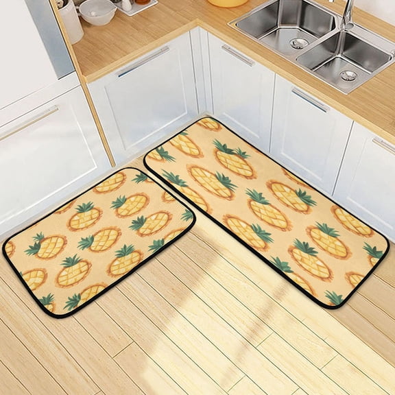 Kitchen Rugs and Mats2 PCSNon Skid Design Pineapple Pattern Creative Kitchen Mat