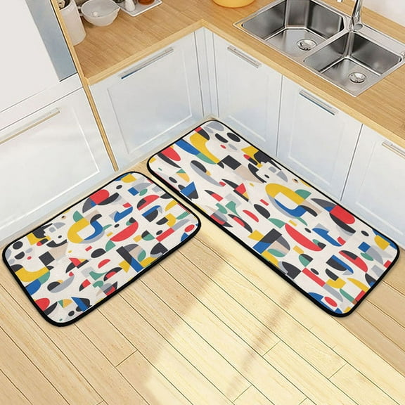 Kitchen Rugs and Mats【2 PCS】Non Skid Design Specal Regular Art Pattern-0e38-4f2a-89ab-8e5696d6e9c5 Creative Kitchen Mat