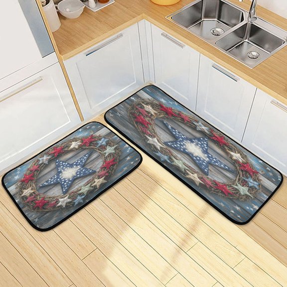 Kitchen Rugs and Mats2 PCSNon Skid Design Stars Pattern Creative Kitchen Mat