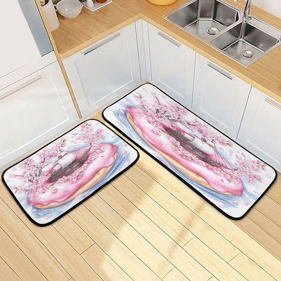 Kitchen Rugs and Mats2 PCSNon Skid Draw Doughnu with Ship Creative Kitchen Mat