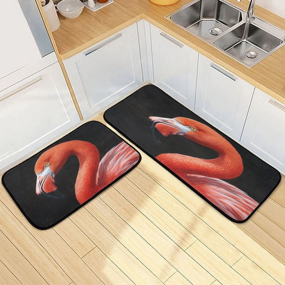 Kitchen Rugs and Mats2 PCSNon Skid Flamingo Panting Creative Kitchen Mat
