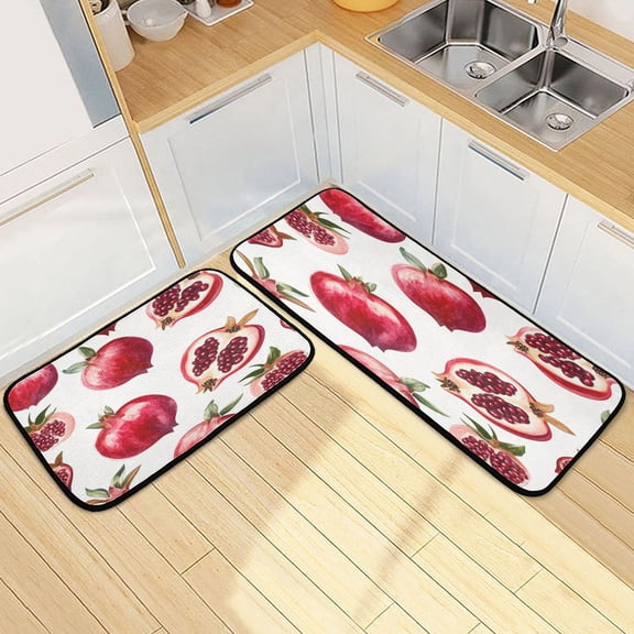 Kitchen Rugs and Mats2 PCSNon Skid Lovely Pomegranate Seamless Pattern Creative Kitchen Mat