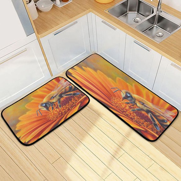 Kitchen Rugs and Mats2 PCSNon Skid Oil Bee Patting Creative Kitchen Mat