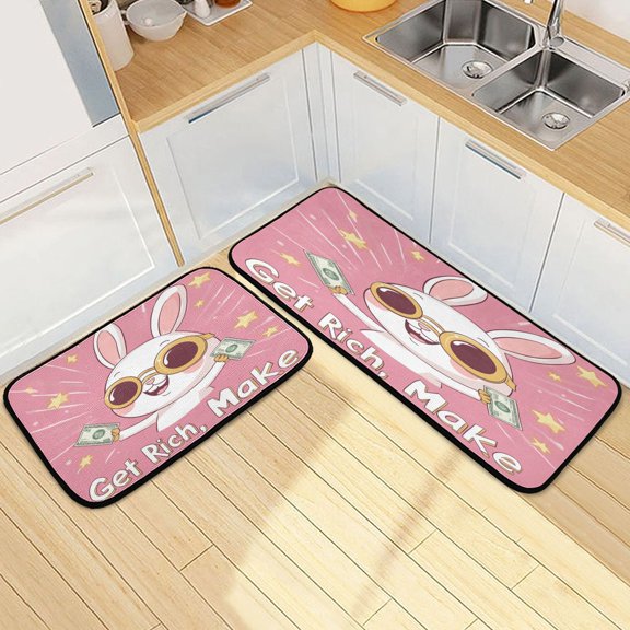 Kitchen Rugs and Mats2 PCSNon Skid Rich Ribbit Creative Kitchen Mat