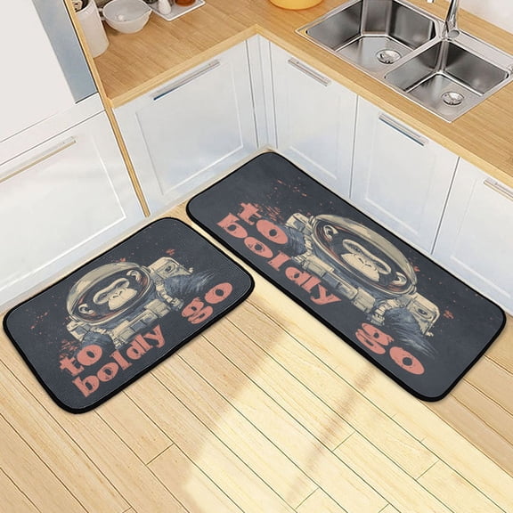 Kitchen Rugs and Mats2 PCSNon Skid Space Monkey Plainting Creative Kitchen Mat