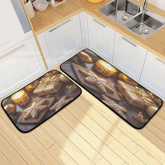 Kitchen Rugs and Mats【2 PCS】Non Skid Star Cookike Gift Creative Kitchen Mat