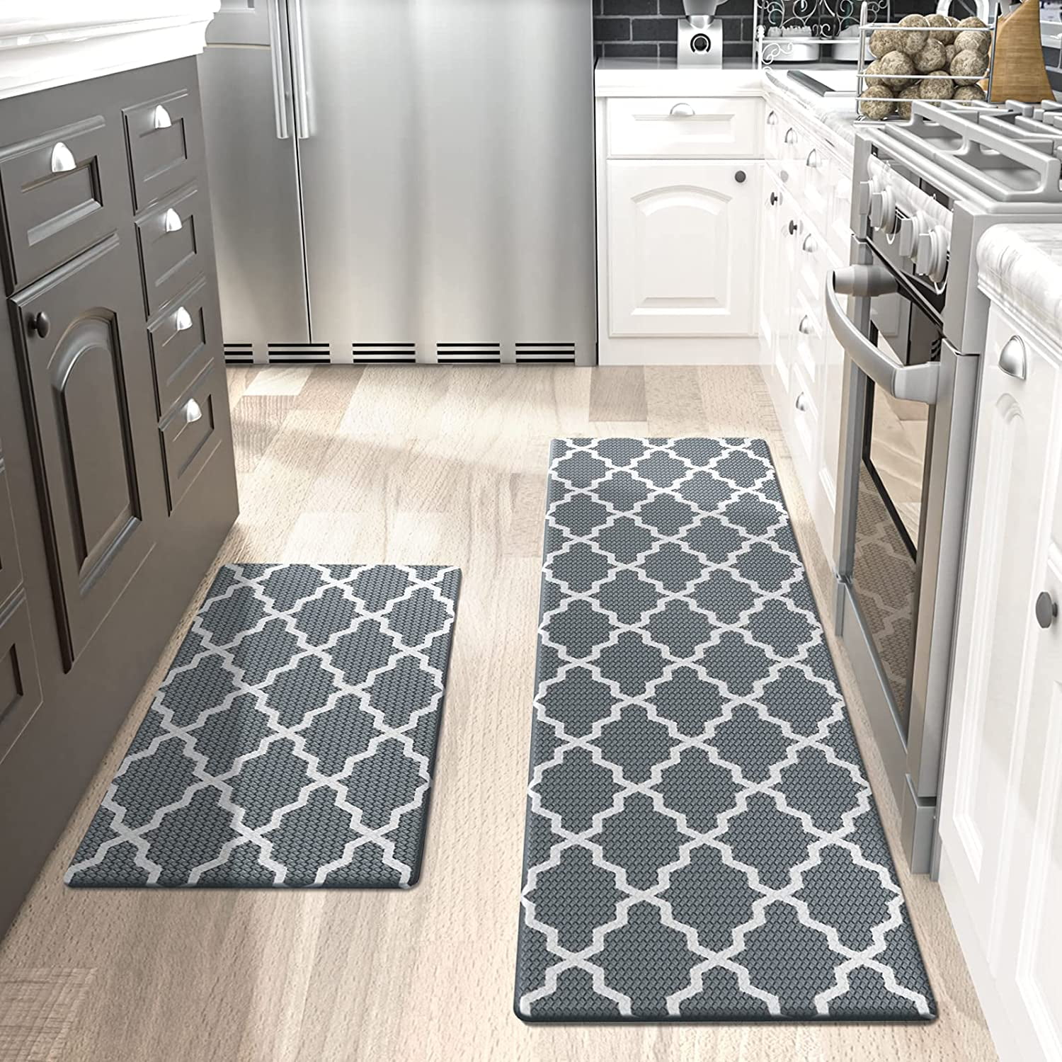 TIMO Kitchen Rug Set [2 PCS], Kitchen Mat 20x32 +20x47 Rubber Backing  Non Skid Machine Washable Kitchen Rugs and Mats, Absorbent L Shaped Soft  Kitchen Mats for Floor, Grey - Yahoo Shopping