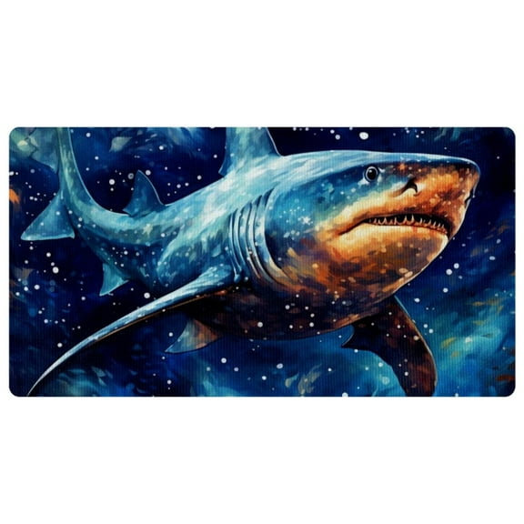 Kitchen Rugs and Mats Non Skid Washable, Absorbent Runner Rugs for Kitchen, Front of Sink, Kitchen Mats for Floor, Starry Sky Shark