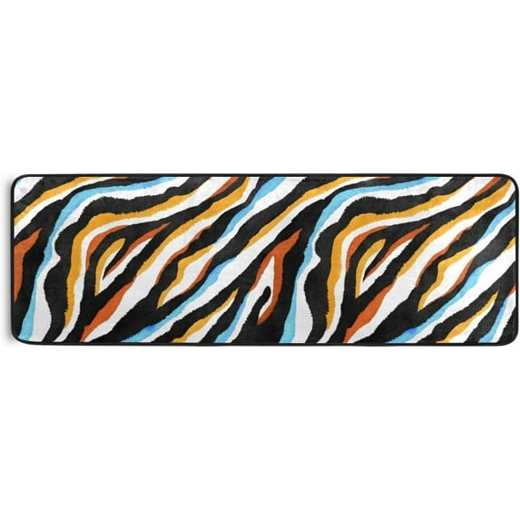Kitchen Rugs and Mats Non-Skid Washable Runner Rugs Abstract Art Zebra Print Long 72x24 inch for Floor Cushioned Hallway Entryway Indoor 2x6