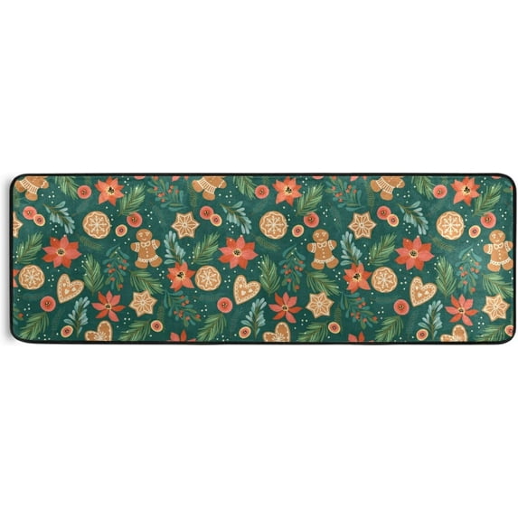 Kitchen Rugs and Mats Non-Skid Washable Runner Rugs Christmas Gingerbread Long 72x24 inch for Floor Cushioned Hallway Entryway Indoor 2x6